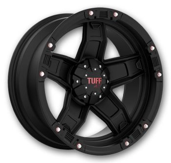 Tuff A.T Wheels T10 26x11 Flat Black with Red Accents 5x114.3/5x127 -25mm 78.1mm
